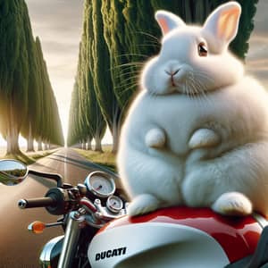 Plump Rabbit on Ducati Motorcycle | Serene Adventure