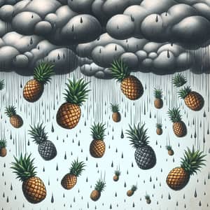 Whimsical Pineapple Storm: Tropical Fruits Falling From the Sky