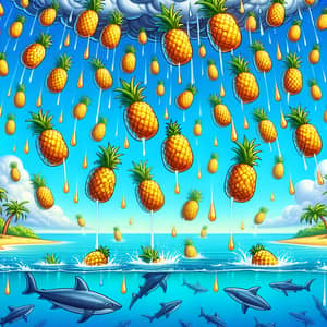 Vibrant Cartoon Image of Peculiar Pineapple Storm in Nature