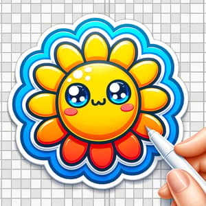 Adorable Vector Sticker in Primary Colors - Photorealistic Design
