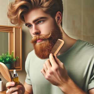 Ginger-Haired Man Grooming Thick Beard | Beard Care Routine