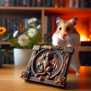 Adorable Hamster with Dragon-Themed Artifact | Enchanting Display