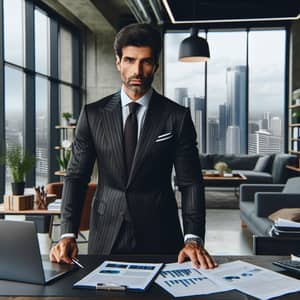 Professional Middle-Eastern Male Financial Director in Modern Office