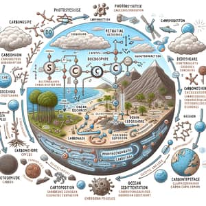Detailed Carbon Cycle Diagram: Processes, Compounds, Reactions