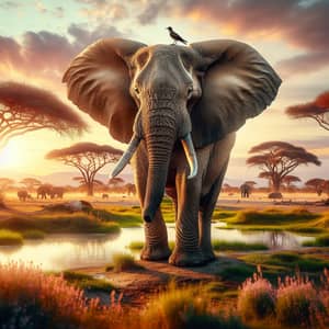 Majestic Elephant in African Savannah | Wildlife Harmony