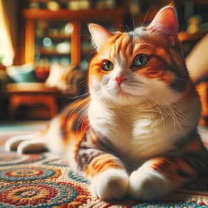 Colorful Adult Domestic Cat Lounging | Relaxing Cat Image