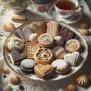 Delicious Biscuits on Antique Plate | Sweet Treats Variety