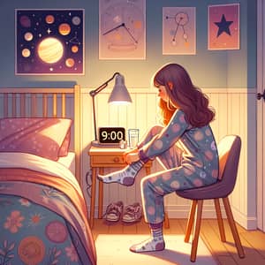 Cozy Evening Routine: 13-Year-Old Girl Prepares for Bed
