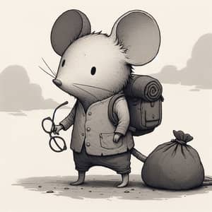 Anthropomorphic Mouse Character with Round Glasses