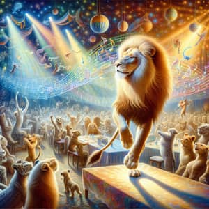 Graceful Lion Dance at Lively Party - Enchanting Scene