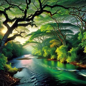Tranquil River Landscape | Serene Nature Scene