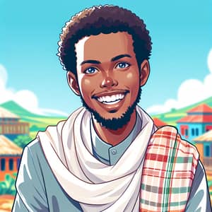 Joyful Somali Man in Traditional Attire | Vibrant Somalia Scene