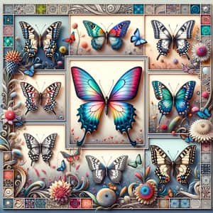 Colorful Butterfly Collage with Unique Borders | Aesthetic Images