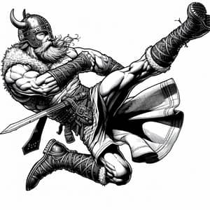 Dynamic Viking Sidekick Drawing - Traditional Outfit