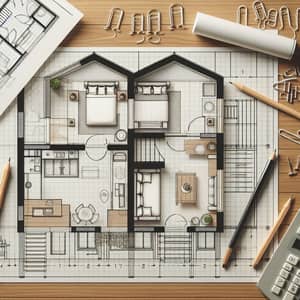 Two-Story House Blueprint: 3 Bedrooms, Living Room, Kitchen