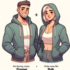 Animated Lovers Prosper and Ruth | Hoodie Couple Illustration