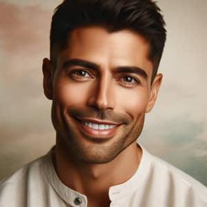 Portrait of a 30-Year-Old Hispanic Man | Warm Smile & Hazel Eyes