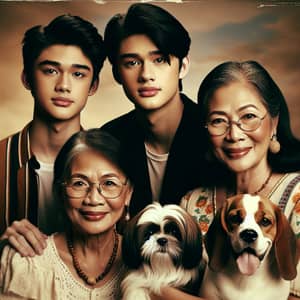 Filipino Family Portrait: Heartwarming Vintage Style Image