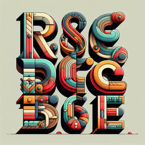 Creative Artistic Composition with Letters RCPABCDE