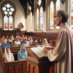 Historic Church Sermon with Diverse Congregation