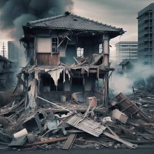Impact of Political Conflict: Devastation of a House