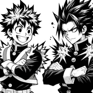 Epic Monochromatic Manga Duel Between Spiky-Haired Warriors