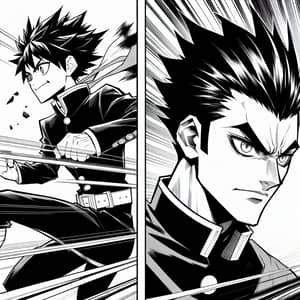 Dynamic Manga-Style Battle: Spiky vs. Stern Anime Characters