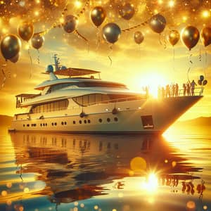 Festive New Year Celebration on Yacht | Sunlit Sea Scene