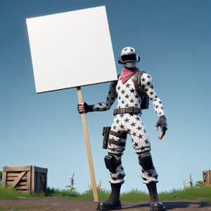 Fortnite Game Character Holding Blank Sign