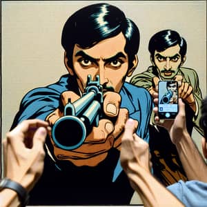 South Asian Man with Weapon - Japanese Manga Style Art
