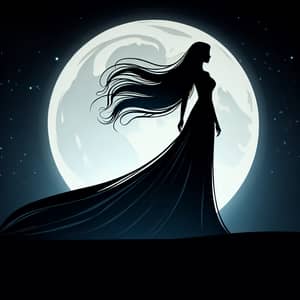 Moonlit Rooftop Scene with Enigmatic Woman
