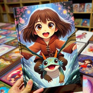 Enchanting Young Girl Riding Dragon - Magical Book Cover