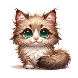 Fluffy Cat with Bright Emerald Eyes - Charming Feline