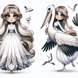 Whimsical Pelican Girl: Mystical Character Inspired by Pelican Spirit