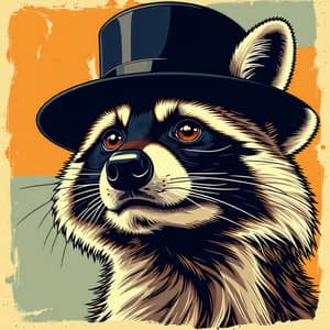 Racoon Mascot Logo in Top Hat with Confident Expression