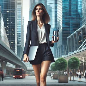Modern Caucasian Woman in Stylish Suit | Corporate City Scene