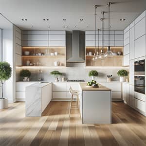 Modern Minimalist Kitchen Design with L-Shaped Cabinet Structure