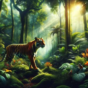 Majestic Tiger Roaming Lush Forest - Strength & Courage
