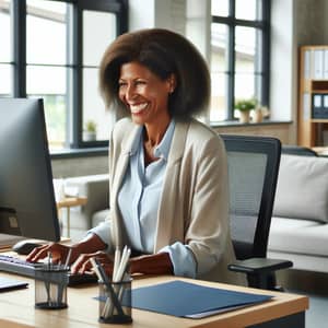 Expert Black Woman Manager in Modern Office Setting