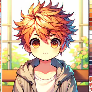 Adorable Anime-Style Boy with Vibrant Hair | Playful Anime Depiction
