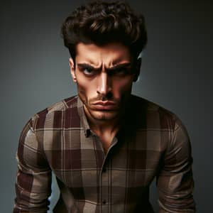 Intense Middle-Eastern Man in Casual Attire | Expressive Eyes