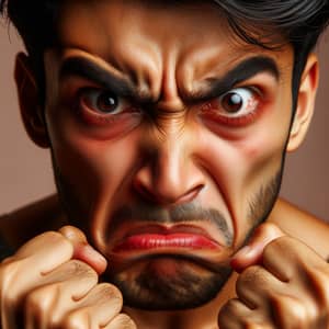 Intense Anger Emotion Displayed by South Asian Man
