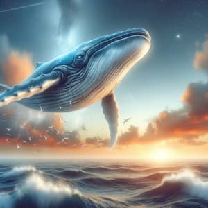 Whale Flying Above Ocean - Mesmerizing Aerial View