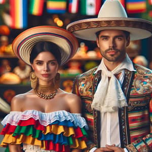 Colombian Woman and Mexican Man in Traditional Attire
