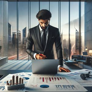 Middle-Eastern Businessman in Modern Corporate Office | Sales Growth Insights