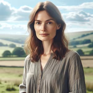 Serene Portrait of a Thoughtful Woman in Nature