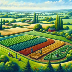 Vibrant Countryside Landscape with Crop Rotation Practice
