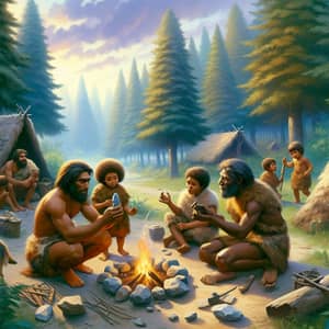 Primitive Days: Early Human Life Depicted in a Serene Setting