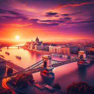 Budapest Sunset Panorama: Chain Bridge & Parliamentary Architecture