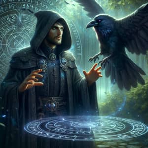 Devoted Warlock to Raven Goddess | Mystical Scene